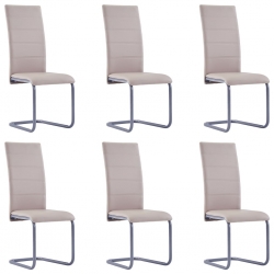 Krzesła stołowe, wspornikowe 6 szt., cappuccino, sztuczna skóra