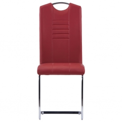 Krzesła stołowe, wspornikowe, 6 szt., czerwone, sztuczna skóra