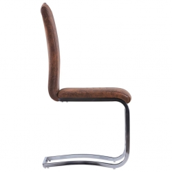 Krzesła stołowe, wspornikowe, 6 szt., brązowe, sztuczny zamsz