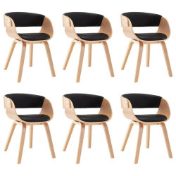 Krzesła do jadalni, 6 szt., czarne, gięte drewno i ekoskóra