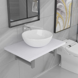 Dwuczęściowy zestaw mebli do łazienki, ceramiczny, biały
