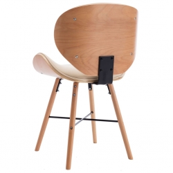 Krzesła jadalniane, 4 szt., kremowe, ekoskóra i gięte drewno