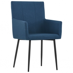 Krzesła z podłokietnikami, 6 szt., niebieskie, tkanina