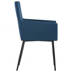 Krzesła z podłokietnikami, 6 szt., niebieskie, tkanina