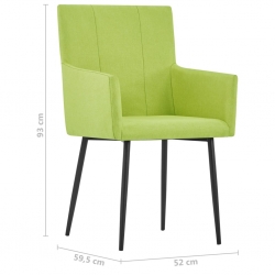 Krzesła jadalniane z podłokietnikami, 4 szt., zielone, tkanina