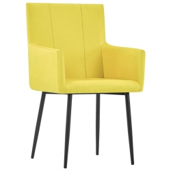Krzesła stołowe z podłokietnikami, 6 szt., żółte, obite tkaniną