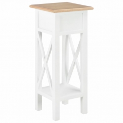 Stolik boczny, biały, 27x27x65,5 cm, drewniany