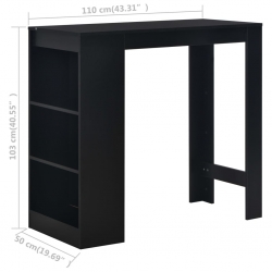 Stolik barowy z półkami, czarny, 110 x 50 x 103 cm