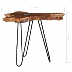 Stolik kawowy, 70x45 cm, lite drewno tekowe i poliżywica