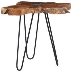 Stolik kawowy, 70x45 cm, lite drewno tekowe i poliżywica