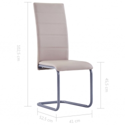 Krzesła stołowe, wspornikowe 2 szt., cappuccino, sztuczna skóra