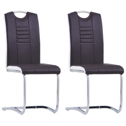 Krzesła stołowe, wspornikowe, 2 szt., brązowe, sztuczna skóra