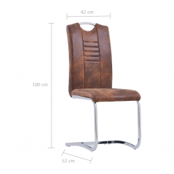 Krzesła stołowe, wspornikowe, 2 szt., brązowe, sztuczny zamsz