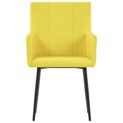 Krzesła stołowe z podłokietnikami, 2 szt., żółte, obite tkaniną