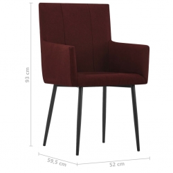 Krzesła z podłokietnikami, 2 szt., czerwone wino, tkanina