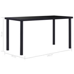 Stół jadalniany, czarny, 140 x 70 x 75 cm, hartowane szkło
