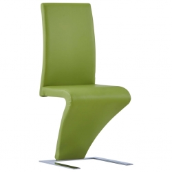 Krzesła o zygzakowatej formie, 2 szt., zielone, sztuczna skóra