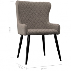 Krzesła do jadalni, 2 szt., kolor taupe, tapicerowane tkaniną