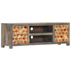Szafka pod TV, szara, 120x30x40 cm, lite drewno mango