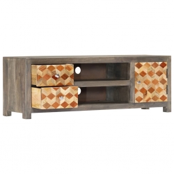Szafka pod TV, szara, 120x30x40 cm, lite drewno mango
