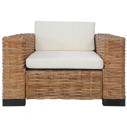 Fotel z poduszkami, naturalny rattan