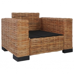 Fotel z poduszkami, naturalny rattan
