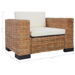 Fotel z poduszkami, naturalny rattan