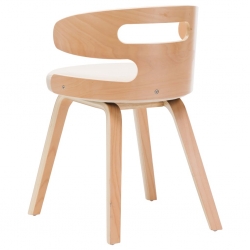 Krzesła do jadalni, 2 szt., kremowe, gięte drewno i ekoskóra