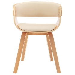 Krzesło do jadalni, kremowe, gięte drewno i sztuczna skóra