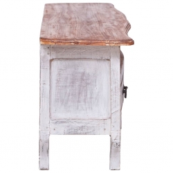 Szafka pod TV, 120 x 30 x 40 cm, biała, lite drewno odzyskane