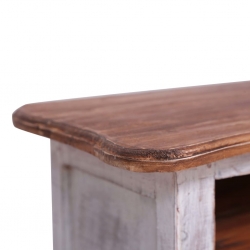 Szafka pod TV, 120 x 30 x 40 cm, biała, lite drewno odzyskane