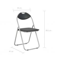 Składane krzesła jadalniane, 2 szt., czarne, sztuczna skóra