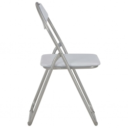 Składane krzesła jadalniane, 2 szt., białe, sztuczna skóra