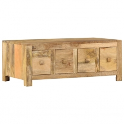 Stolik kawowy z 4 szufladami, 90x50x35 cm, lite drewno mango