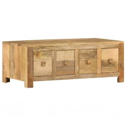 Stolik kawowy z 4 szufladami, 90x50x35 cm, lite drewno mango