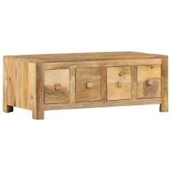 Stolik kawowy z 4 szufladami, 90x50x35 cm, lite drewno mango