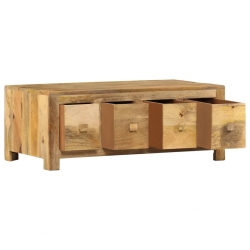 Stolik kawowy z 4 szufladami, 90x50x35 cm, lite drewno mango