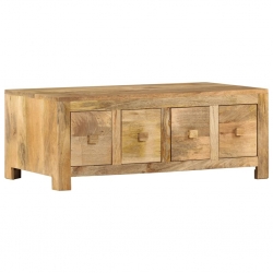Stolik kawowy z 4 szufladami, 90x50x35 cm, lite drewno mango