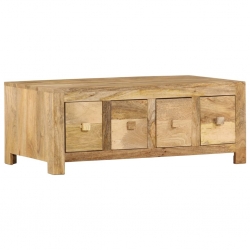Stolik kawowy z 4 szufladami, 90x50x35 cm, lite drewno mango