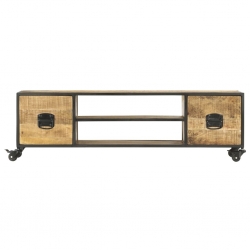 Szafka pod TV, 130 x 30 x 39 cm, lite drewno mango
