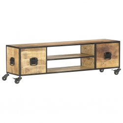 Szafka pod TV, 130 x 30 x 39 cm, lite drewno mango