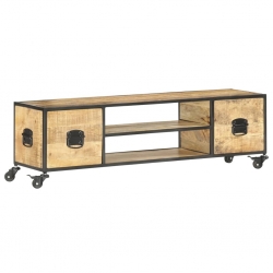 Szafka pod TV, 130 x 30 x 39 cm, lite drewno mango