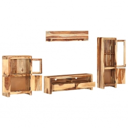 4-częściowa meblościanka pod TV, lite drewno sheesham