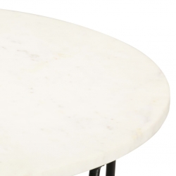 Stolik kawowy, biały, 65x65x42 cm, kamień o teksturze marmuru