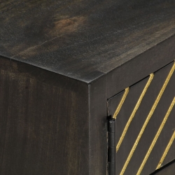 Stolik kawowy, czarno-złoty, 90x50x35 cm, lite drewno mango
