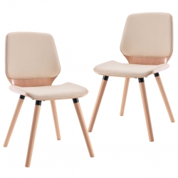 Krzesła stołowe, 2 szt., kremowe, obite sztuczną skórą