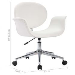 Obrotowe krzesło stołowe, białe, obite sztuczną skórą