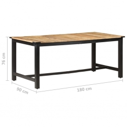 Stół jadalniany, 180 x 90 x 76 cm, lite surowe drewno mango