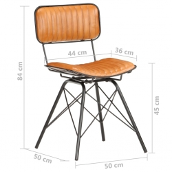 Krzesła stołowe, 2 szt., czarno-brązowe, naturalna kozia skóra