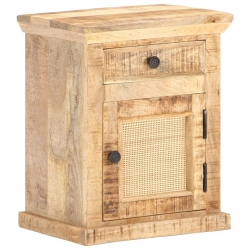 Szafka nocna, 40x30x50 cm, drewno mango i naturalna trzcina